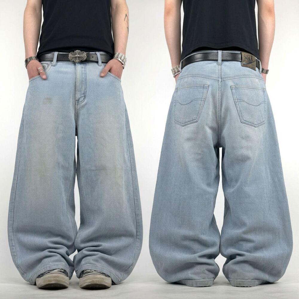 Vintage y2k rare nike grunge baggy wide leg light wash archive skater jeans